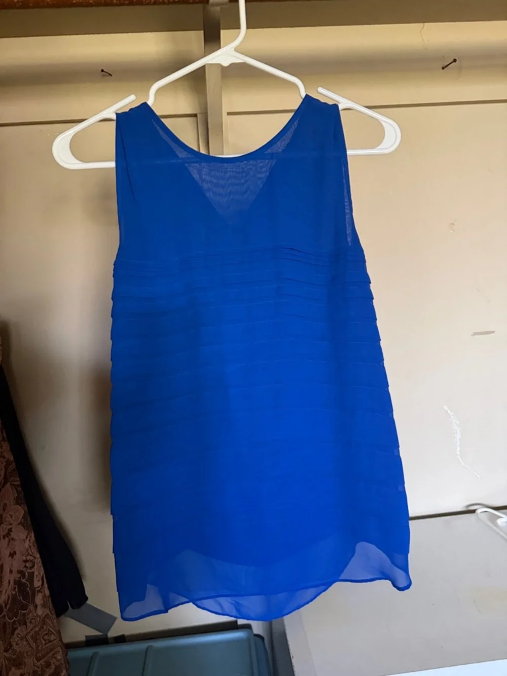 Vince Camuto Royal Blue Layered Chiffon Tank - Picture 1 of 4